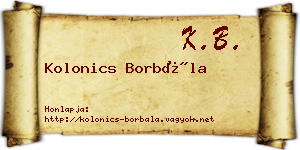 Kolonics Borbála névjegykártya