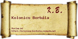 Kolonics Borbála névjegykártya
