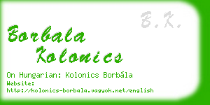 borbala kolonics business card