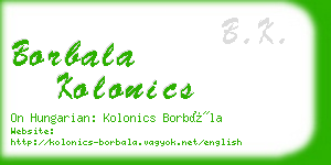 borbala kolonics business card